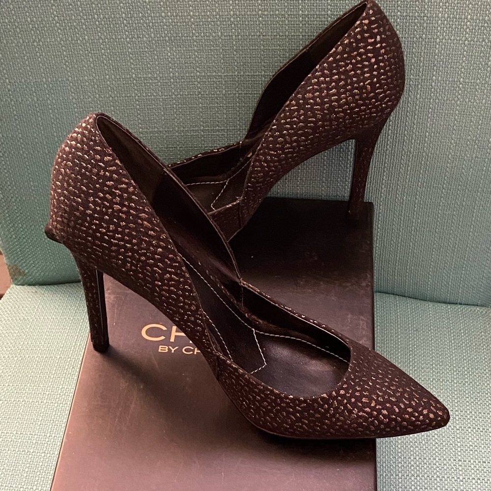 Charles by CharlesDavid Heels, Black/Gold, Size 8.5